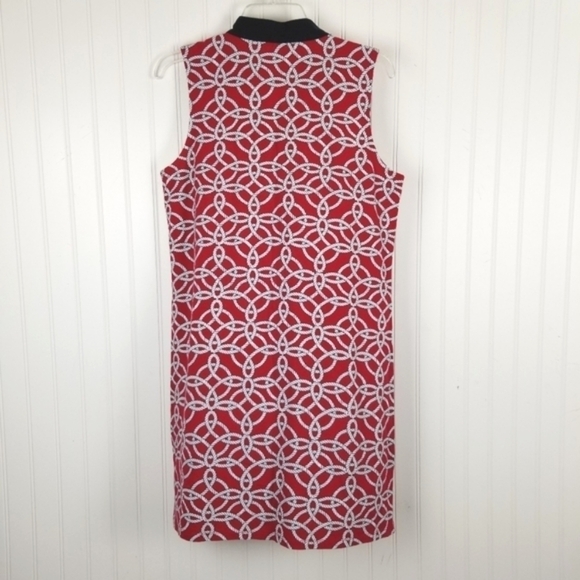 Talbots Womens Sleeveless V Neck Midi Dress Rope Print Red White Blue Size Small - Picture 4 of 10